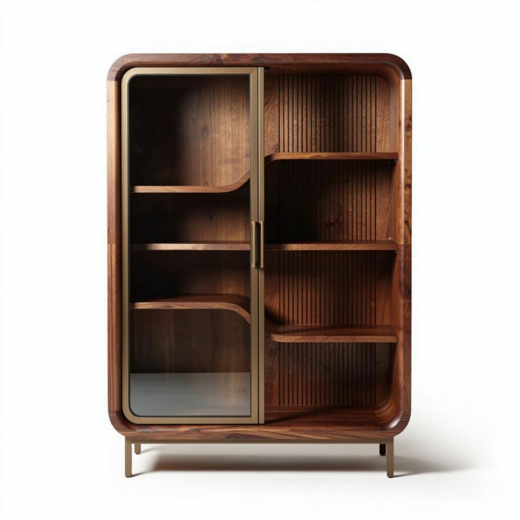 Wooden display cabinet with glass doors and adjustable shelves 80 x 40 x 120cm