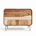 Wooden sideboard with multicolor drawers and metal legs 120 x 60 x 80cm
