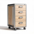 Wooden storage cabinet with four drawers and metal frame on wheels 45 x 40 x 60cm