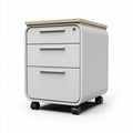 Mobile rolling file cabinet with three drawers grey finish and wood top 50 x 40 x 60cm