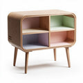 Wooden storage cabinet with colorful shelves for living room use 90 x 40 x 70cm