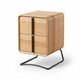 Wooden nightstand with two drawers and black metal legs 45 x 40 x 50cm
