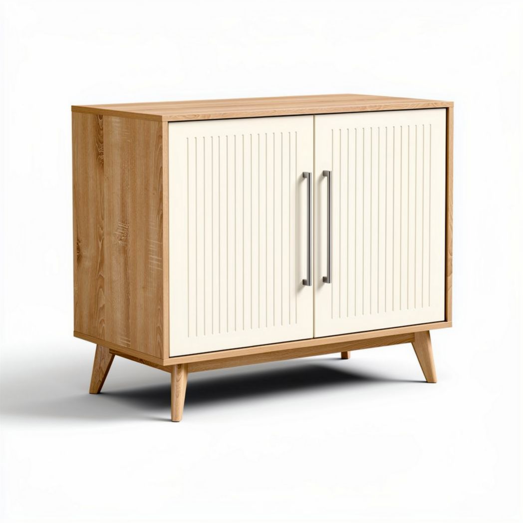 Wooden storage cabinet with two doors and modern minimalist design 80 x 40 x 75cm