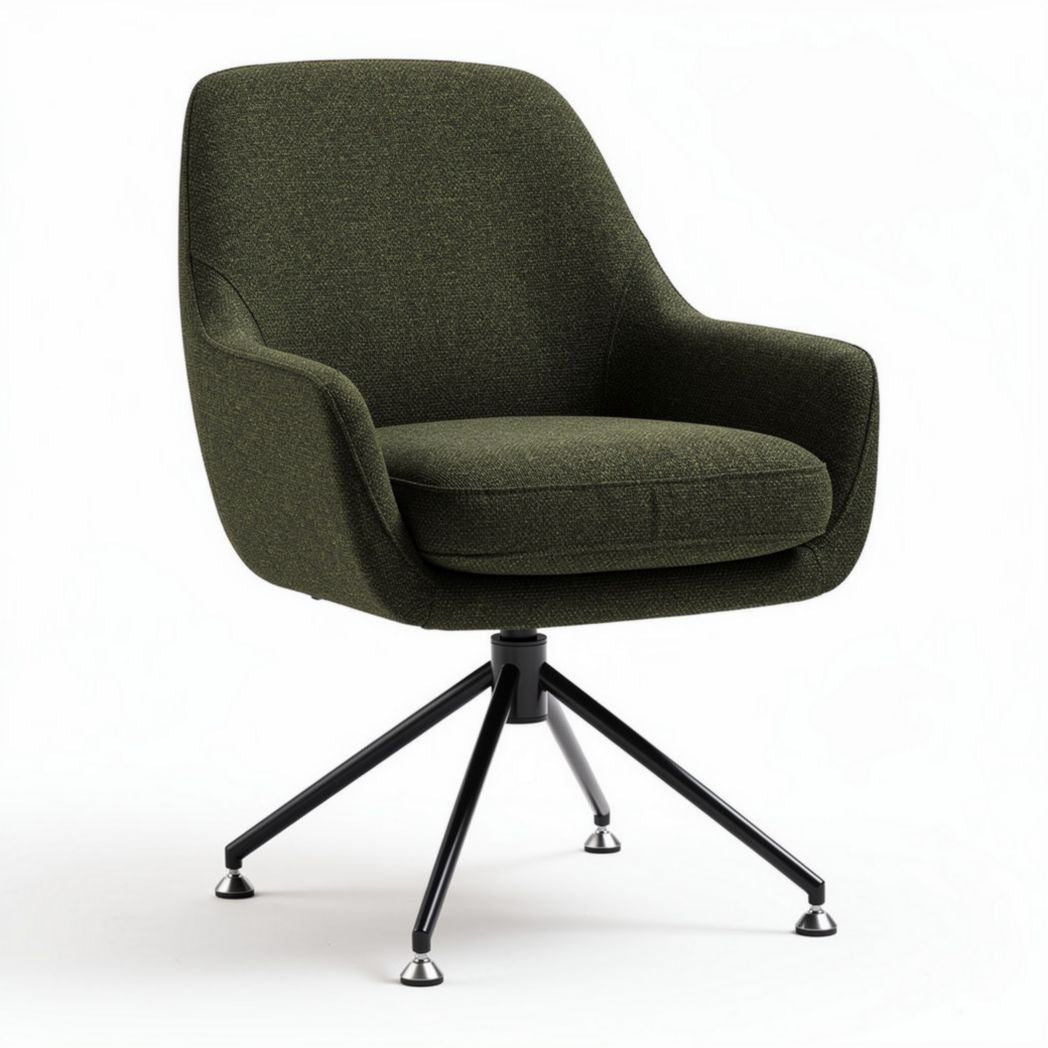 Green upholstered swivel chair with metal base 60 x 60 x 85cm