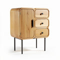 Natural wood storage cabinet with three drawers and single door 60 x 40 x 80cm